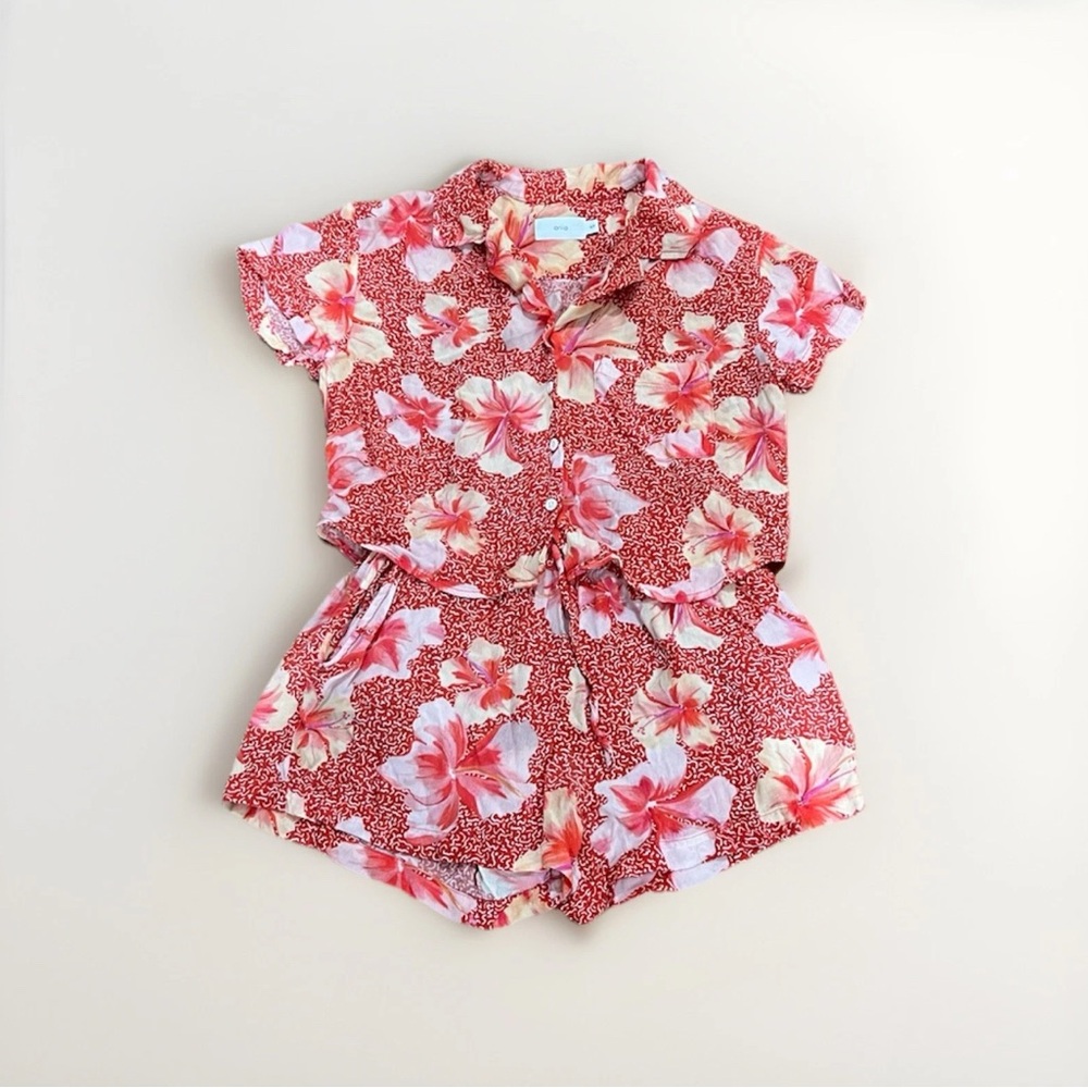 Onia Vibrant Colorful Floral 2 Piece Set Small Summer Vacation Beach Resort Wear